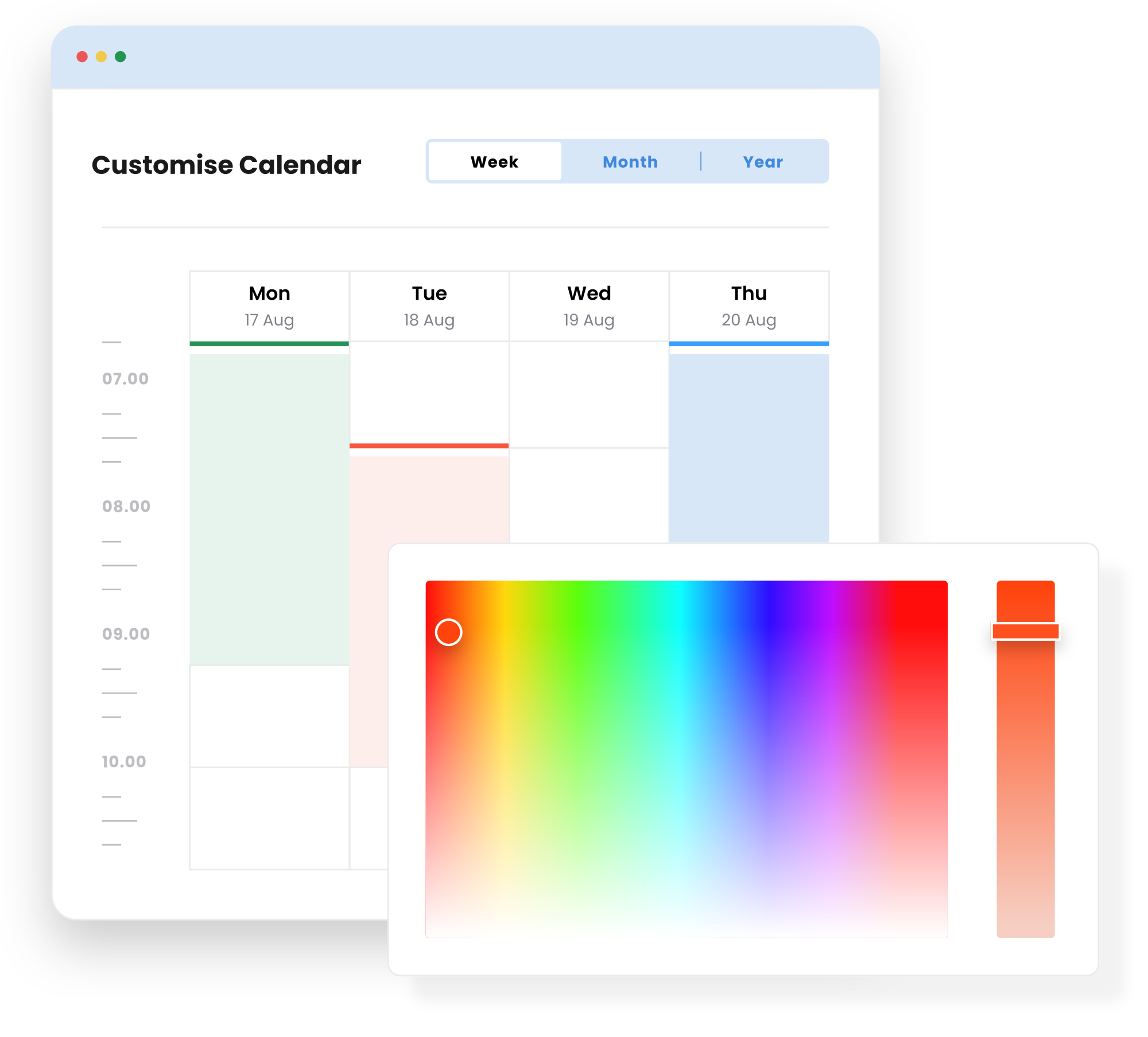 A colour-graded calendar to help keep things organised
