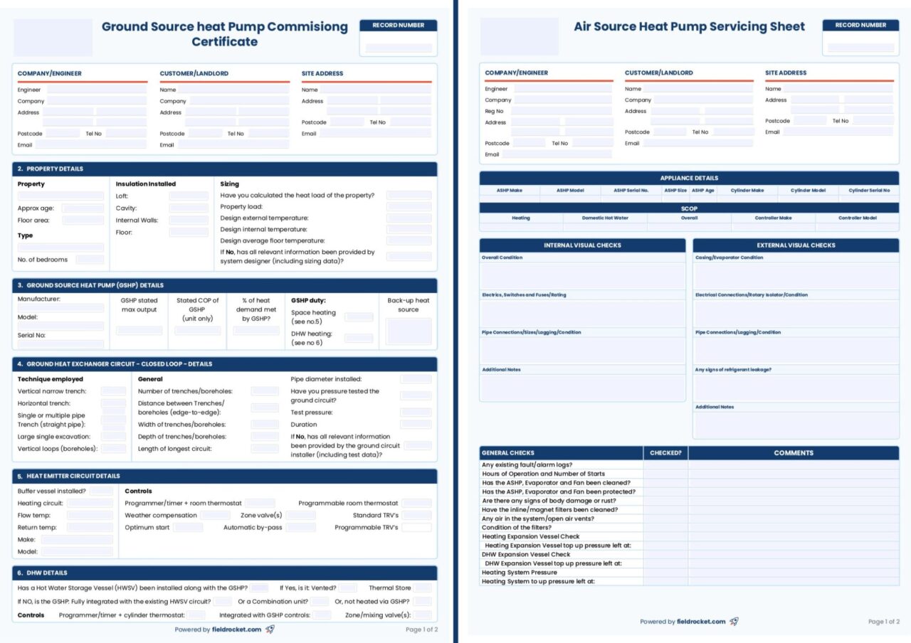 Air & Ground Source Heat Pump Commissioning Certificate Templates ...