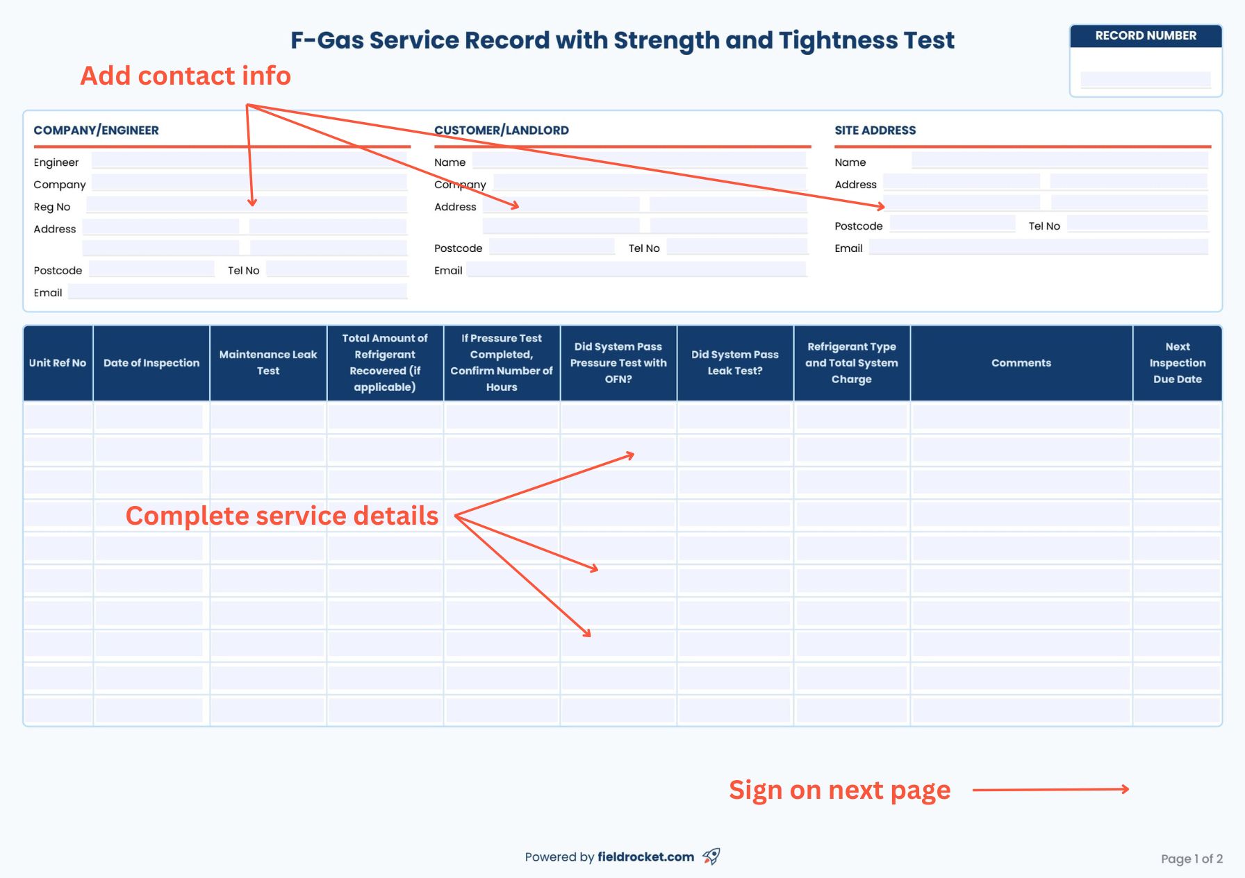 How to use our PDF F-gas service record template